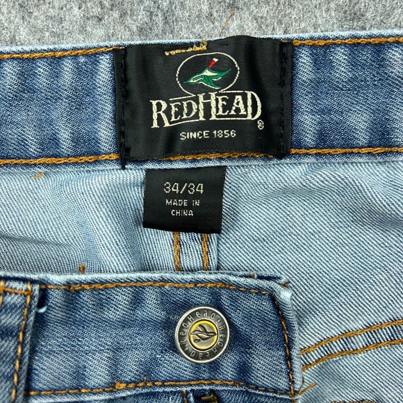 Redhead Jeans Mens‎ 34 X 34 Blue Straight Leg Faded Denim Pants VTG 90s Outdoors - Picture 5 of 12